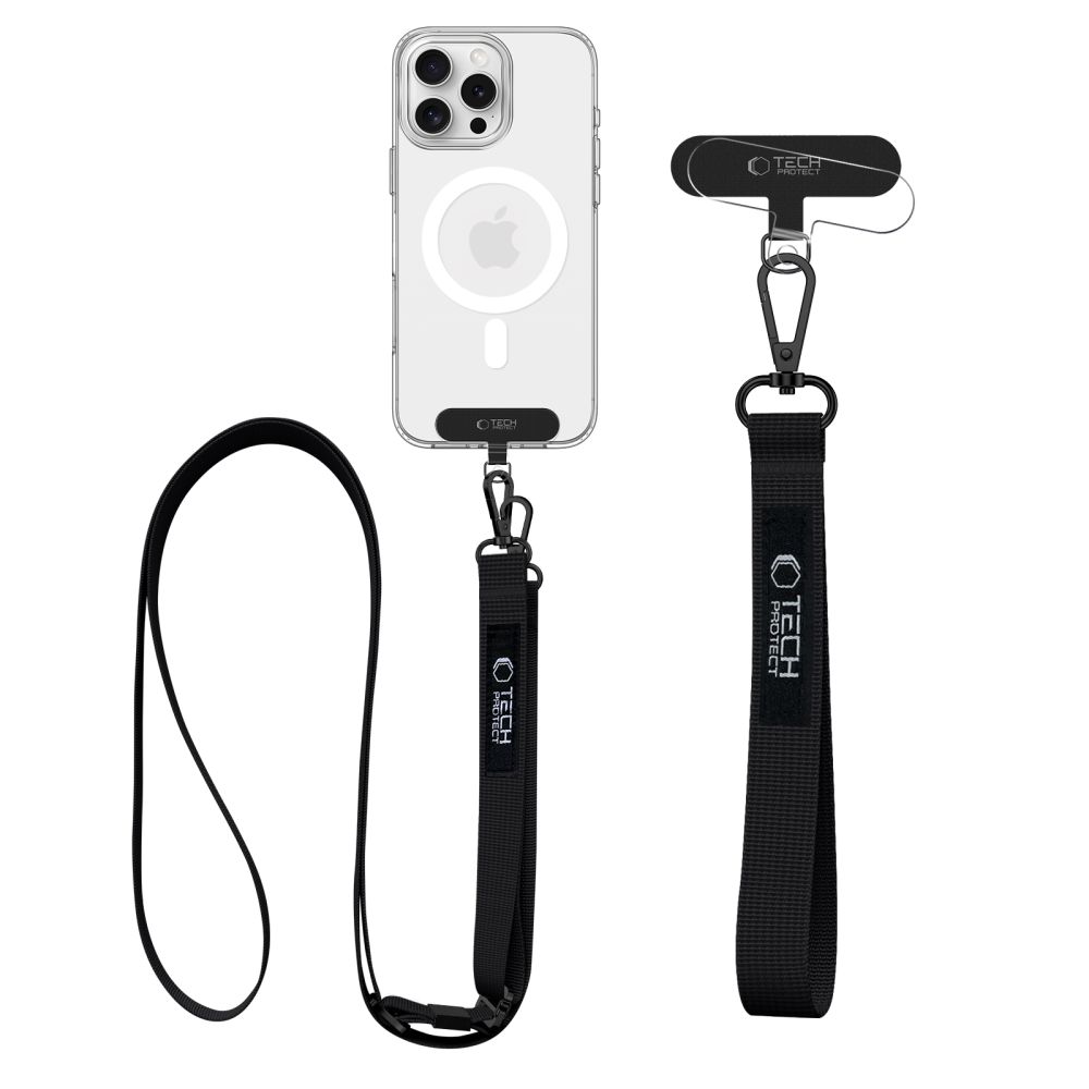 TechProtection Rope universeel crossbody draagkoord voor elke telefoon zwart