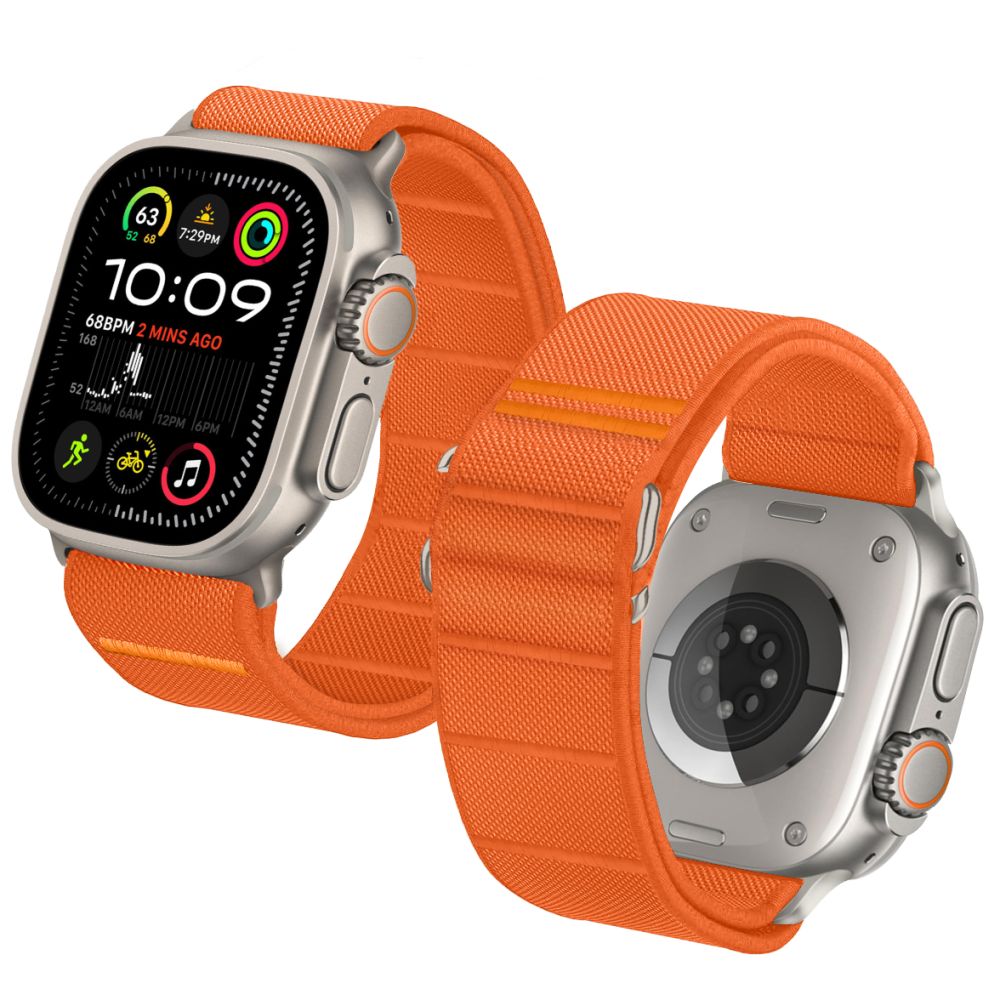 TechProtection Nylon slip Apple Watch 49 / 46 / 45 / 44 mm bandje oranje