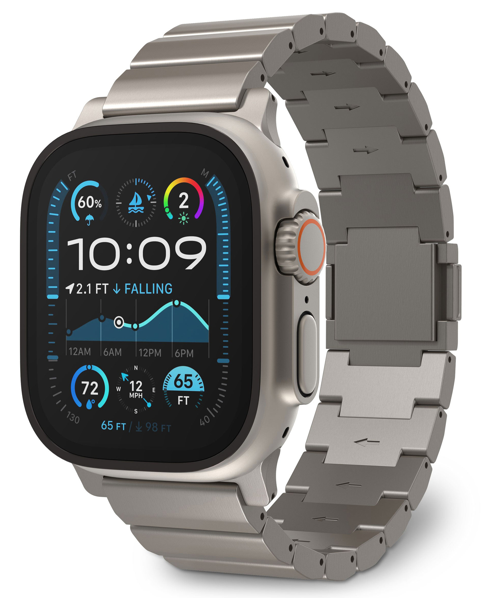 Decoded Titanium strap Apple Watch 49 / 46 / 45 / 44  mm bandje zwart