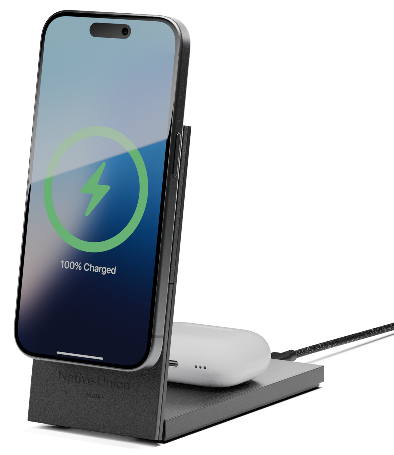 Native Union Rise 2 in 1 MagSafe Qi2 oplader zwart