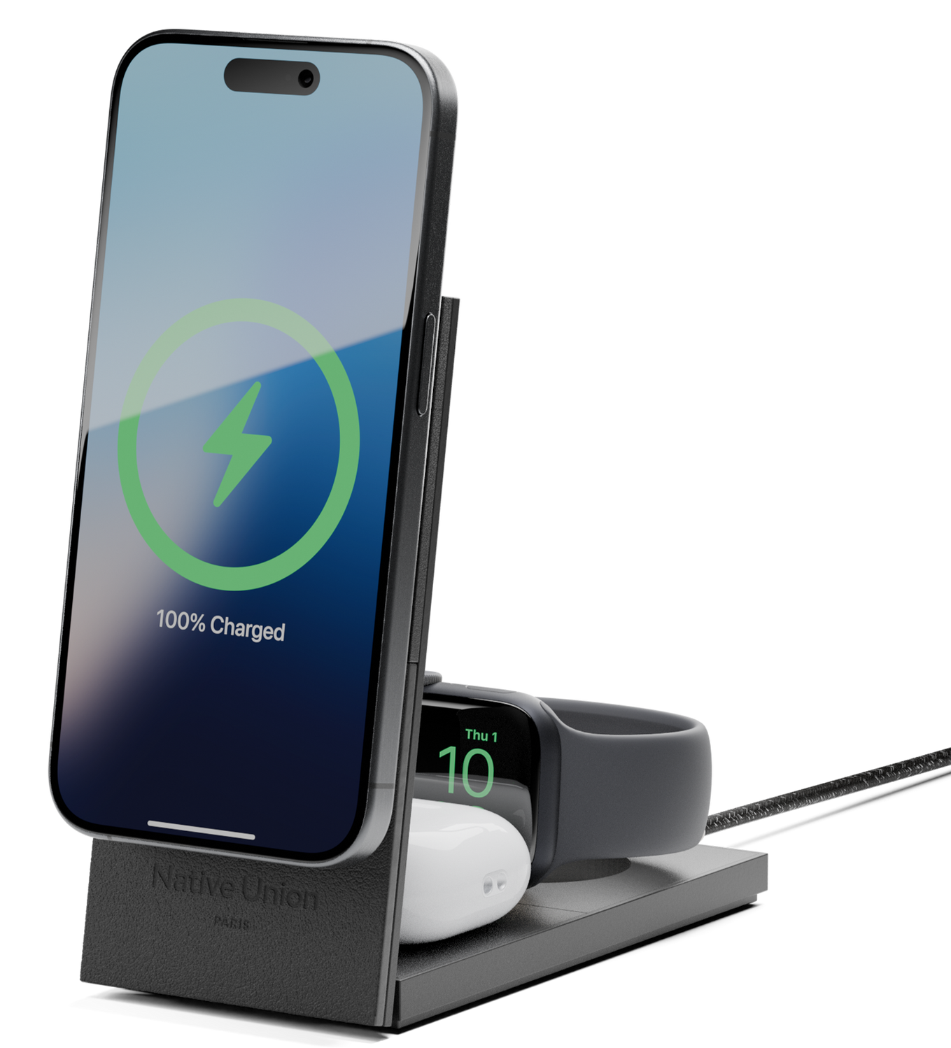 Native Union Rise 3 in 1 MagSafe Qi2 oplader zwart