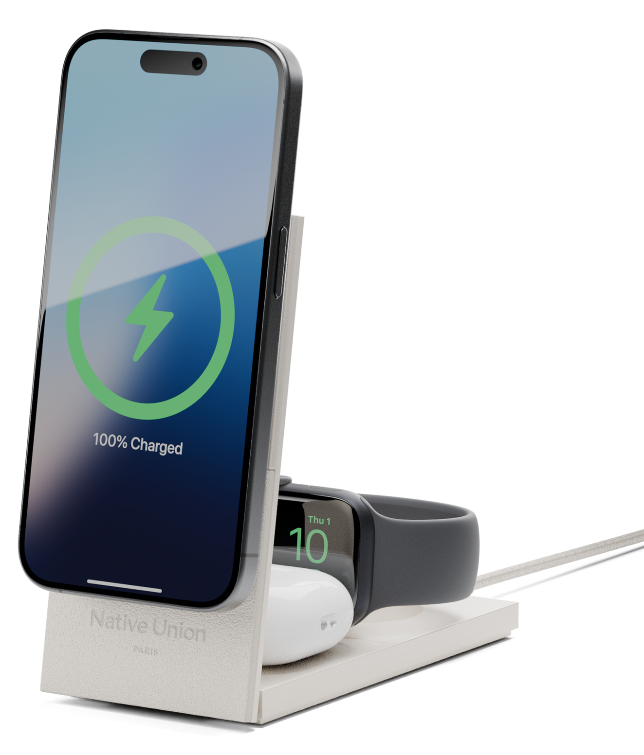 Native Union Rise 3 in 1 MagSafe Qi2 oplader sandstone