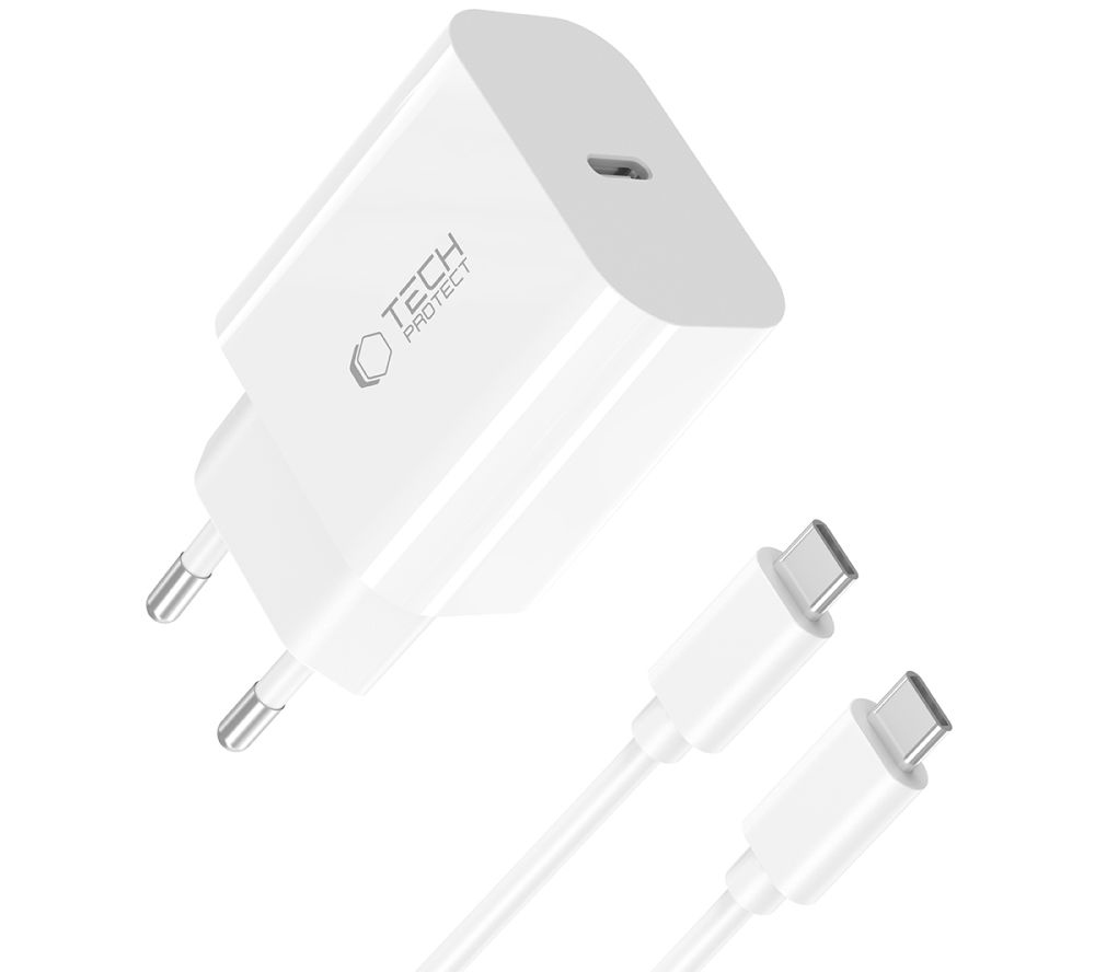 TechProtection 20 watt USB-C oplader + USB-C kabel wit