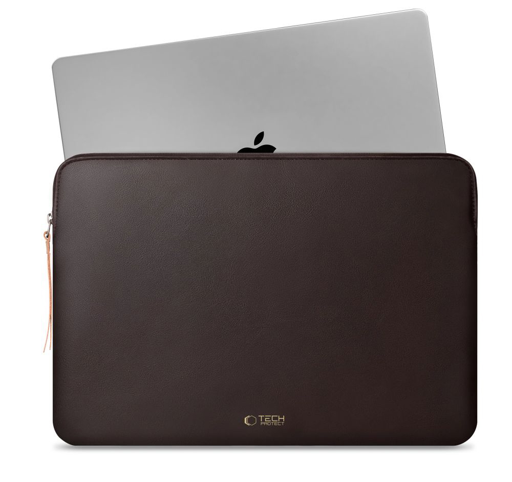 TechProtection Fleece MacBook 15 / 16 inch sleeve donkerbruin