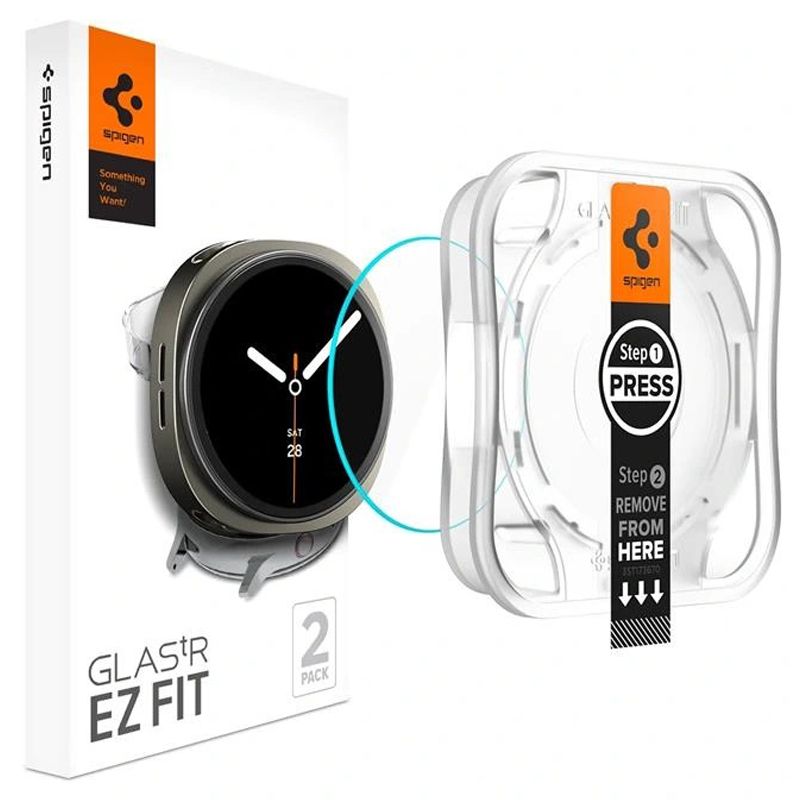 Spigen GLAS.tR EZ Fit Galaxy Watch 8 44 mm screen protector 2 pack