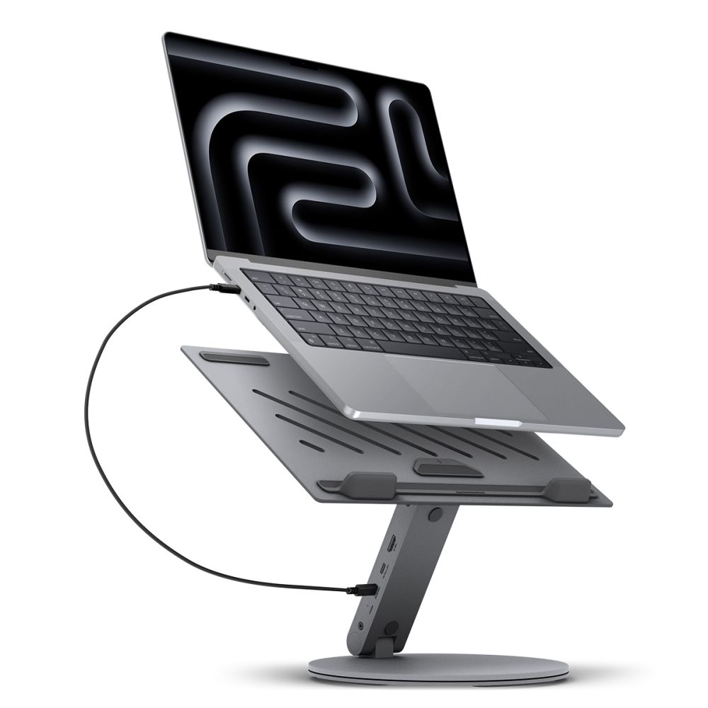 Spigen LD204H aluminium laptop stand met USB-C hub