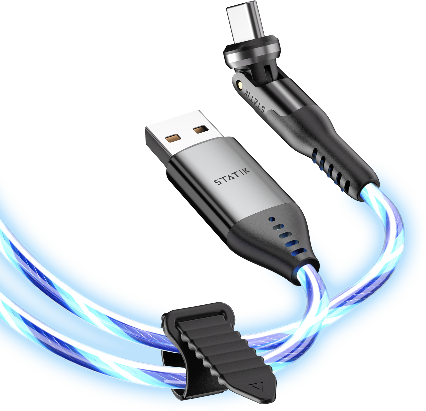 Statik PowerPivot Glowing LED USB-A naar USB-C kabel 100 cm
