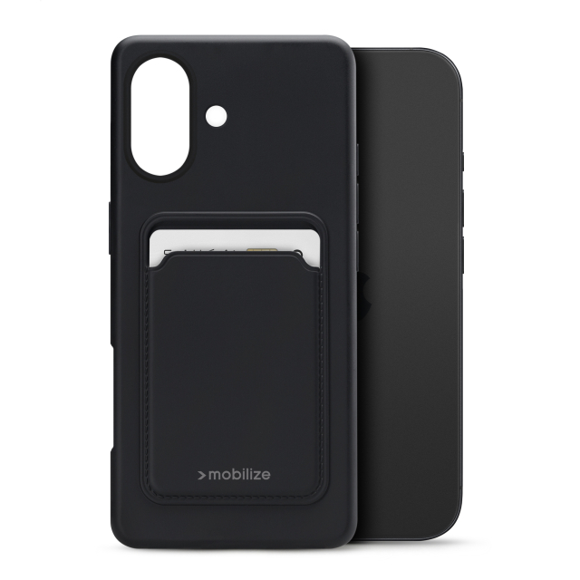 Mobilize Rubber Gelly Card iPhone 17 hoesje zwart