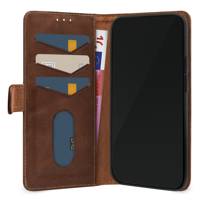 Mobilize leren Wallet iPhone 17 hoesje bruin