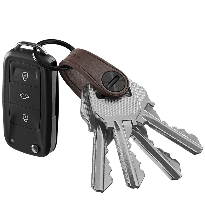 KeySmart Mini leren sleutelhouder bruin