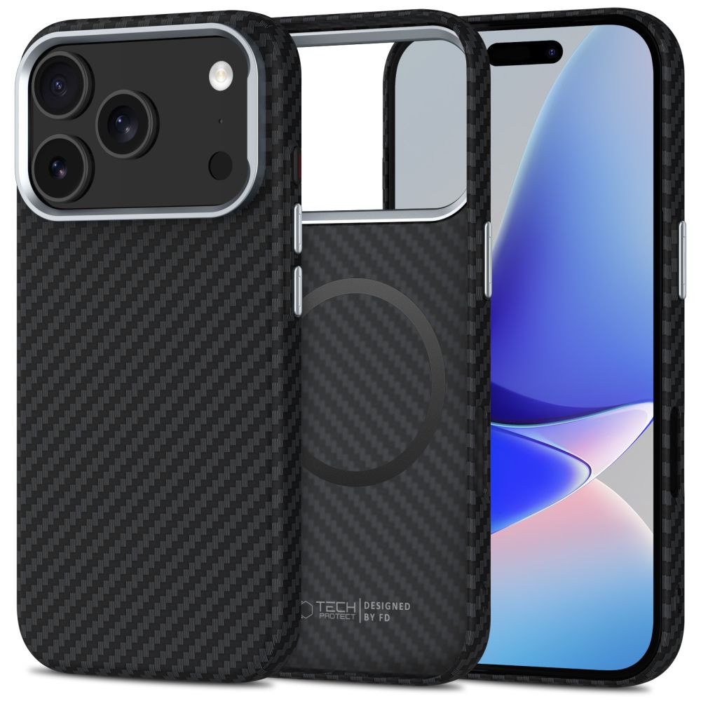 TechProtection Carbon MagSafe iPhone 17 Pro hoesje zwart