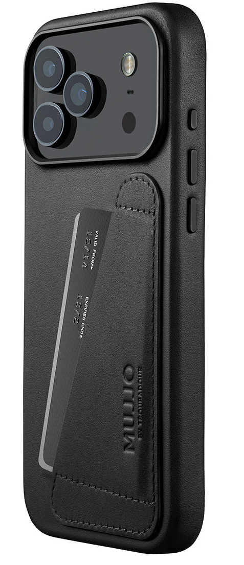 Mujjo Full Leather Wallet iPhone 17 Pro Max hoesje zwart