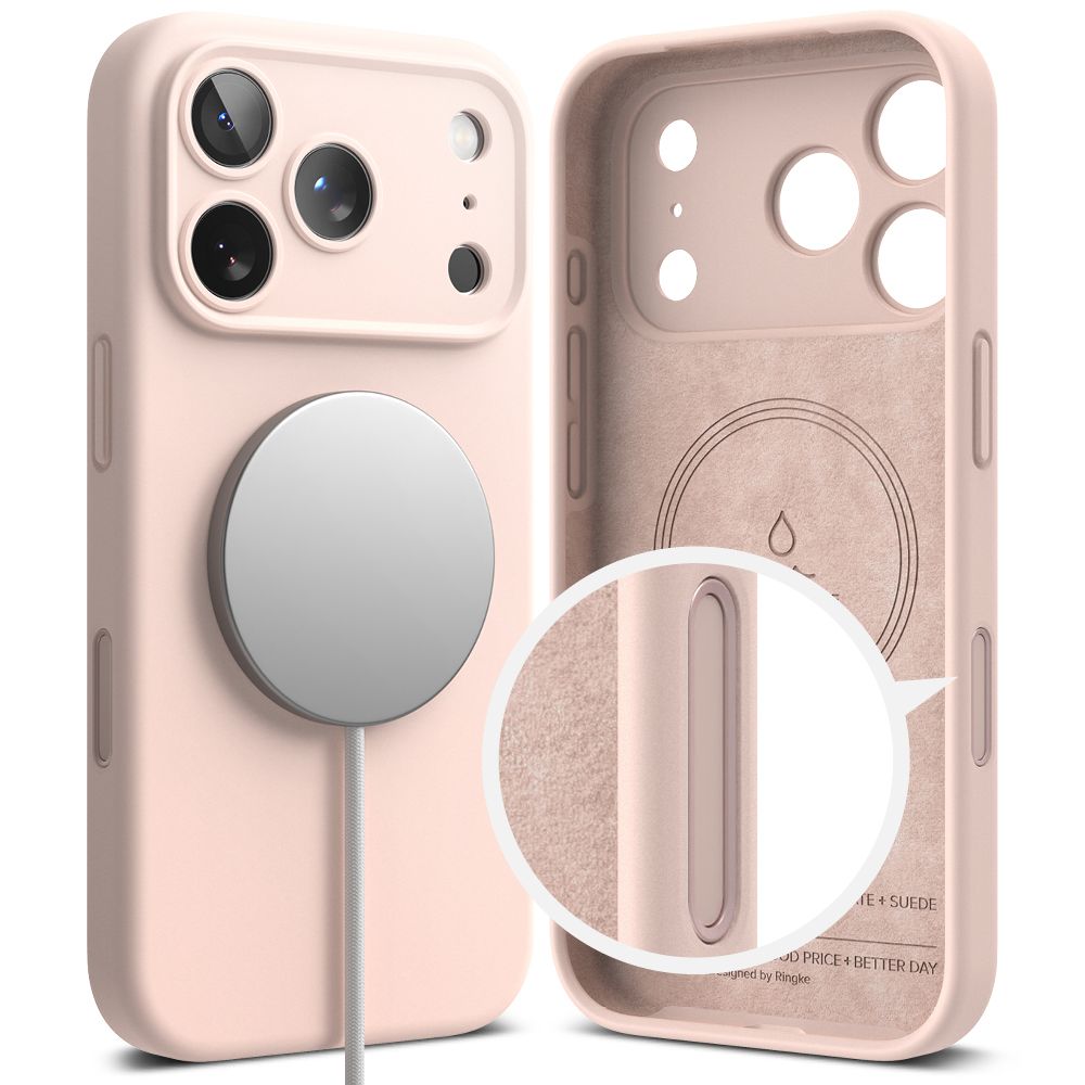 Ringke siliconen MagSafe iPhone 17 Pro hoesje roze