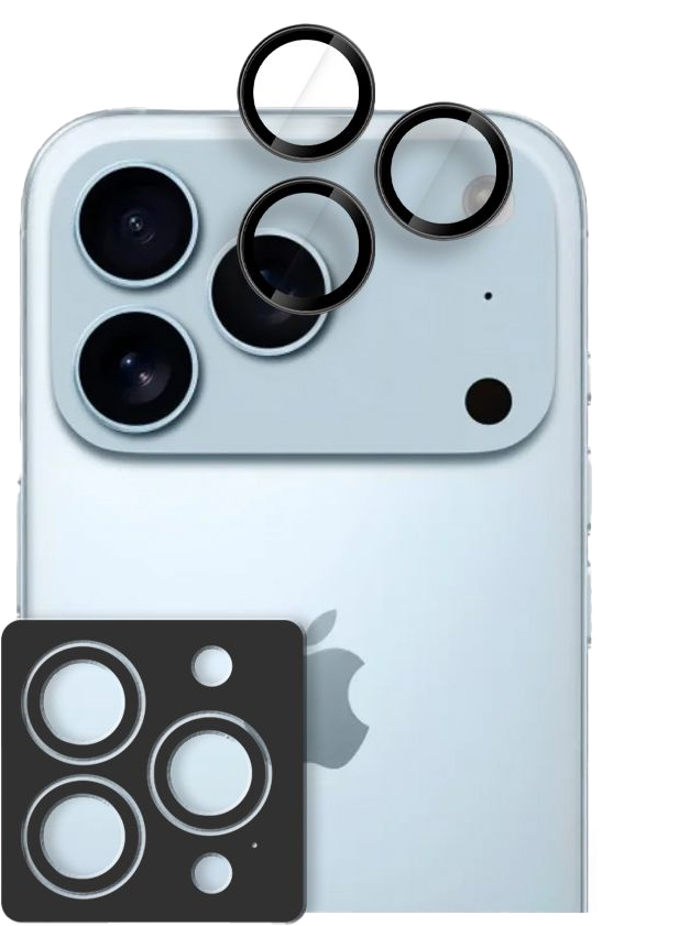 TechProtection iPhone 17 Pro / iPhone 17 Pro Max camera ring beschermer zwart
