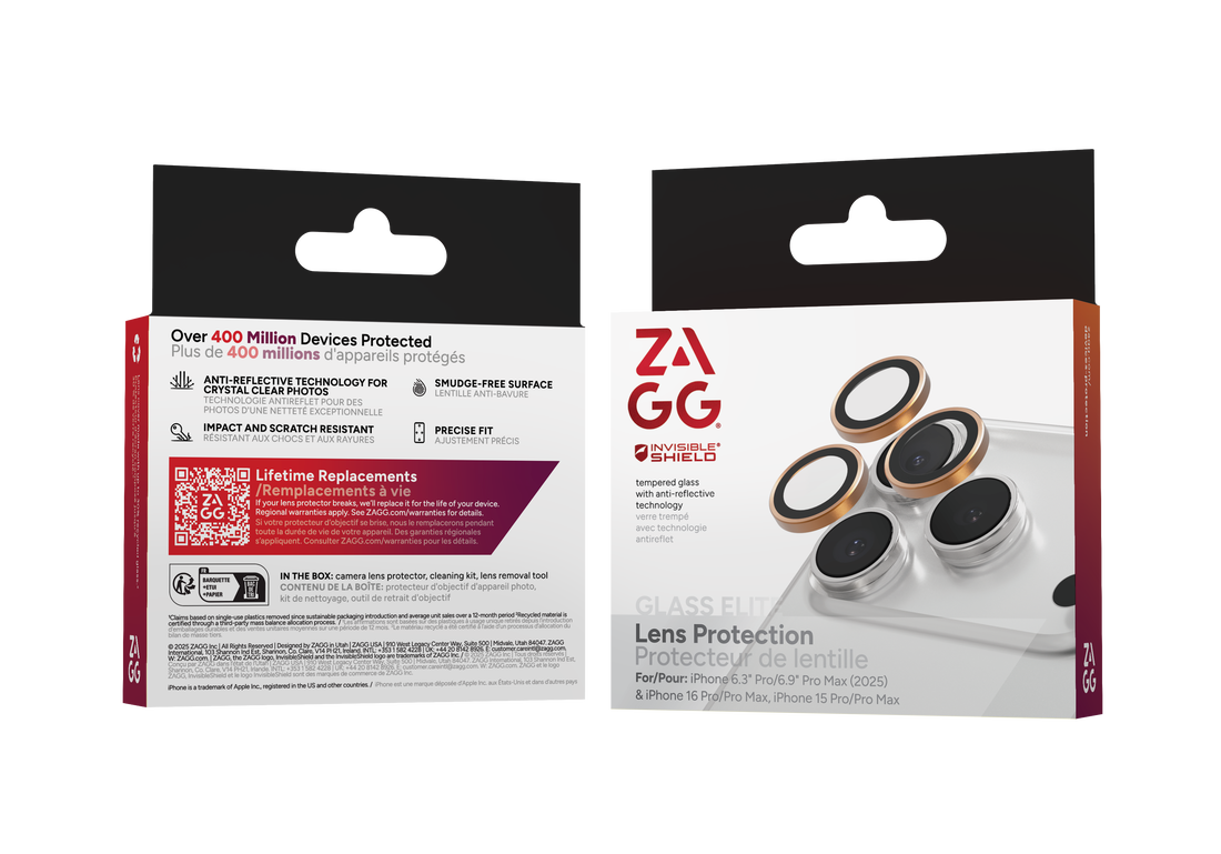 ZAGG InvisibleShield iPhone 17 Pro / iPhone 17 Pro Max camera protector oranje