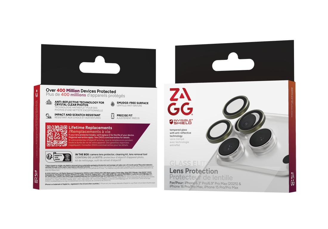 ZAGG InvisibleShield iPhone 17 Pro / iPhone 17 Pro Max camera protector groen