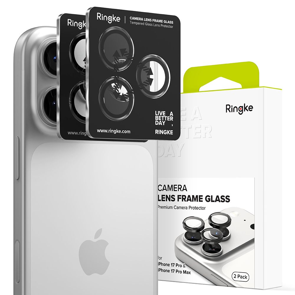 Ringke glazen Camera iPhone 17 Pro / 17 Pro Max beschermer 2 pack zwart