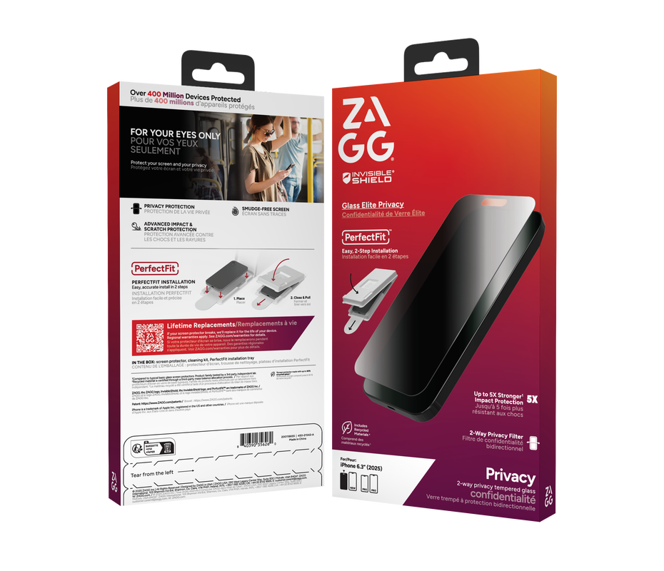 ZAGG InvisibleShield Glass Elite Privacy iPhone 17 screenprotector