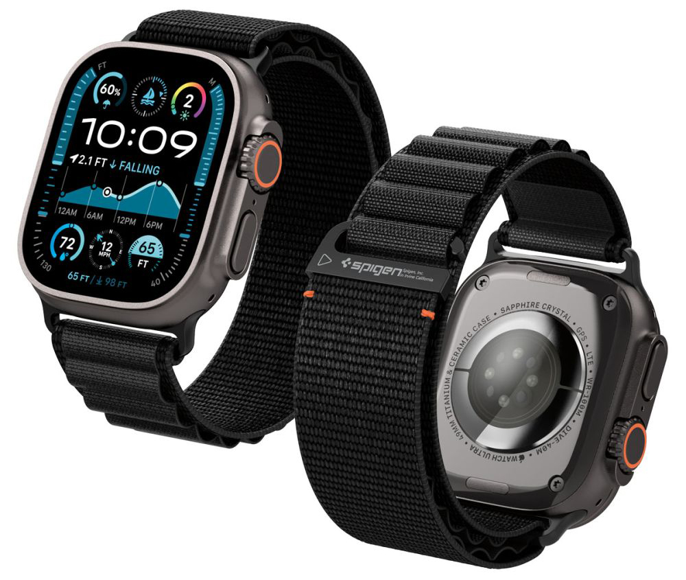 Spigen WBF1 Band Apple Watch 49 /  46 / 45 / 44  mm bandje zwart