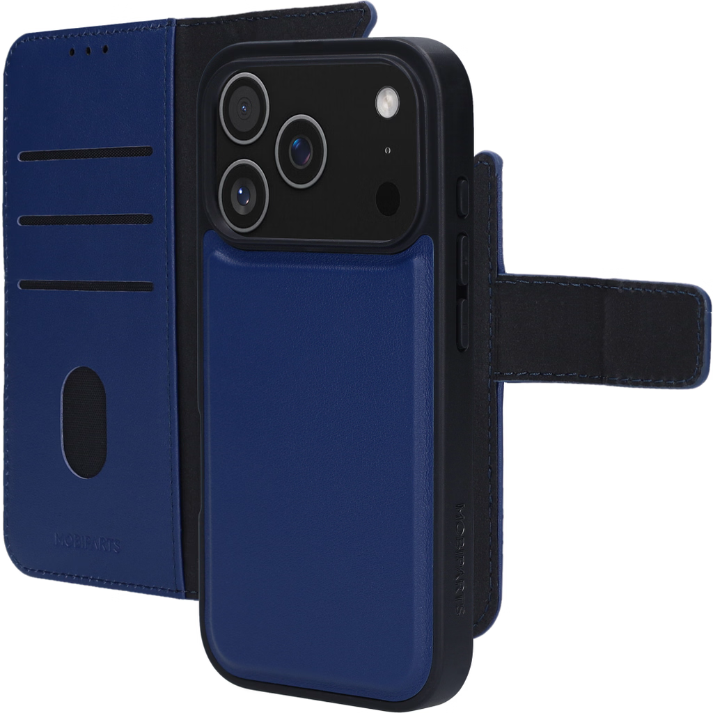 Mobiparts leren 2 in 1 Wallet iPhone 17 Pro hoesje blauw