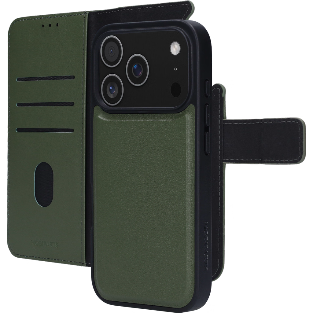 Mobiparts leren 2 in 1 Wallet iPhone 17 Pro hoesje groen