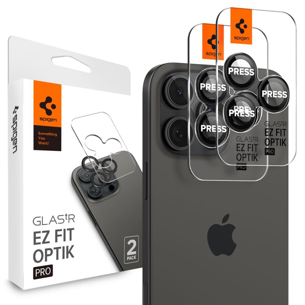 Spigen Optik EZ Fit iPhone 17 / 16 / 15 Pro / iPhone 17 / 16 / 15 Pro Max camera beschermer 2 pack