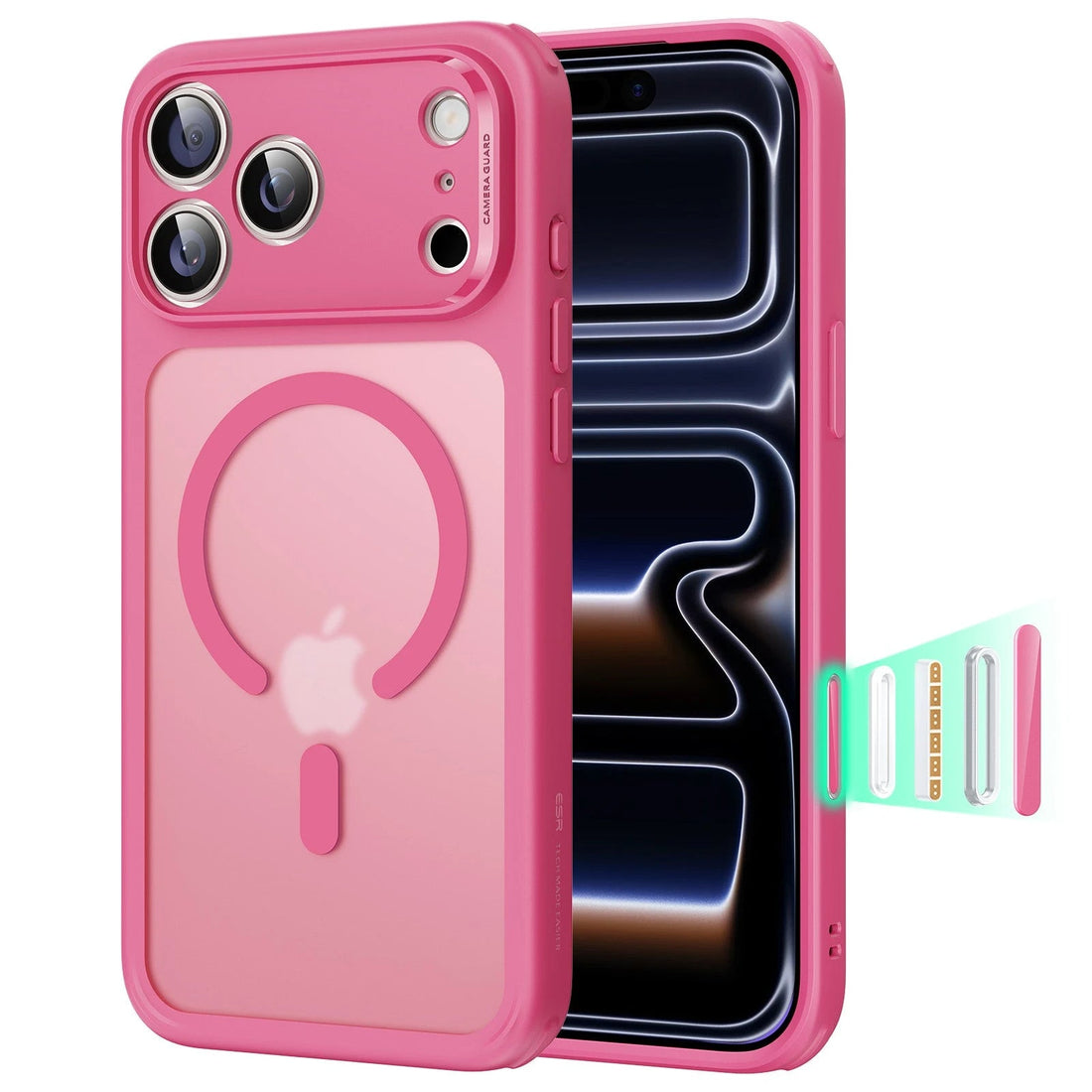 ESR Classic Hybrid camera control iPhone 17 Pro hoesje roze