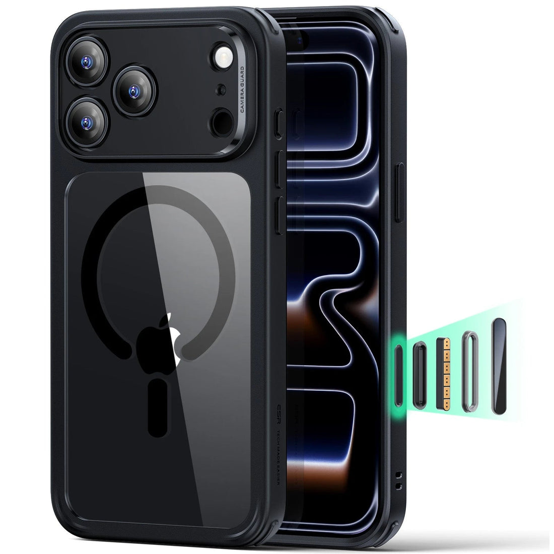 ESR Classic Hybrid camera control iPhone 17 Pro Max hoesje zwart