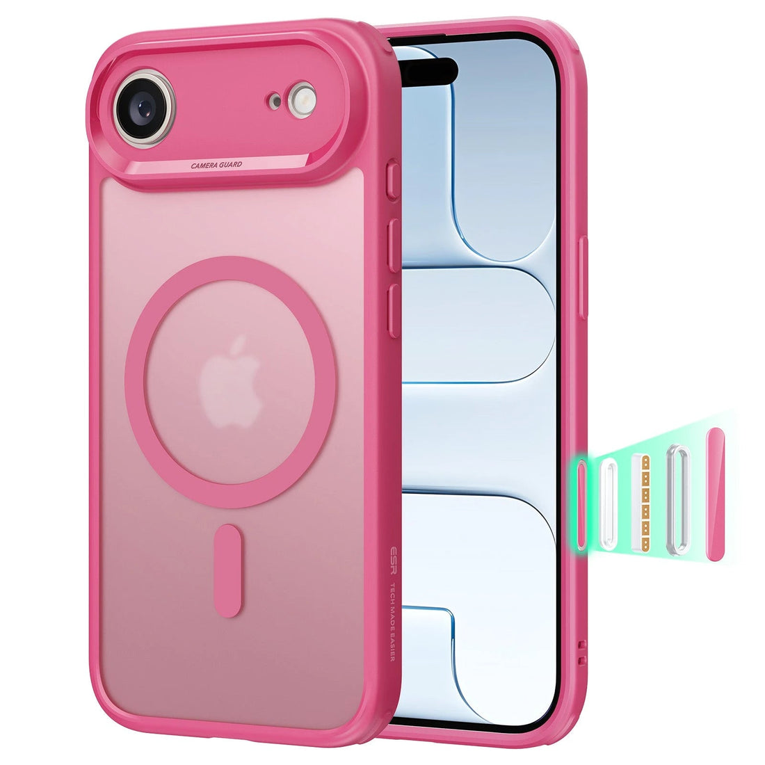 ESR Classic Hybrid camera control iPhone Air hoesje roze
