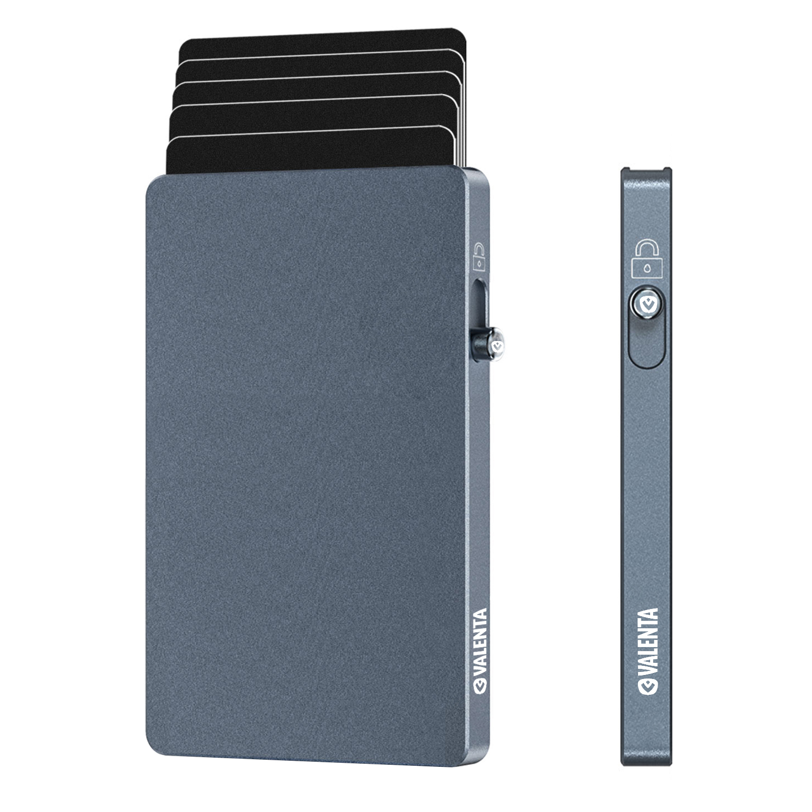 Valenta Aluminium MagSafe pasjeshouder blauwgrijs