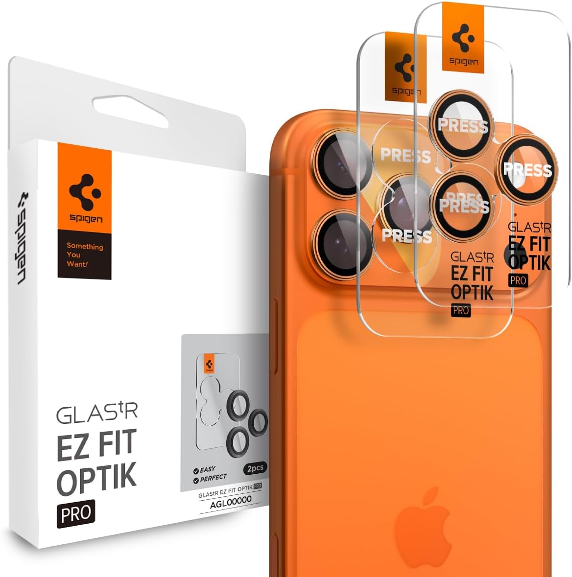 Spigen Optik EZ Fit iPhone 17 Pro / iPhone 17 Pro Max camera beschermer 2 pack oranje