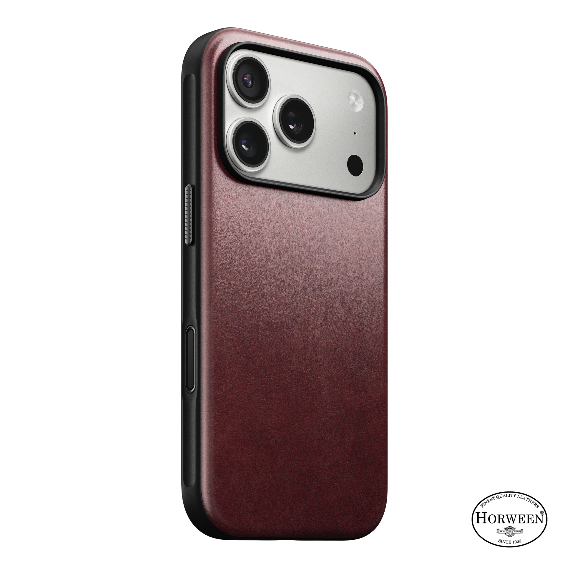 Nomad Modern Horween Leather iPhone 17 Pro Max hoesje burgundy