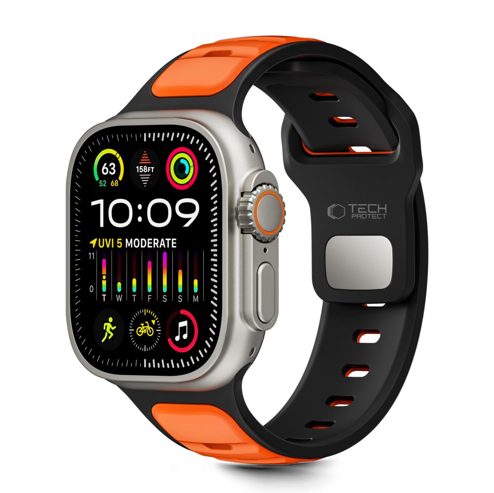 TechProtection Icon Apple Watch 49 / 46 / 45 / 44 mm bandje zwart / oranje