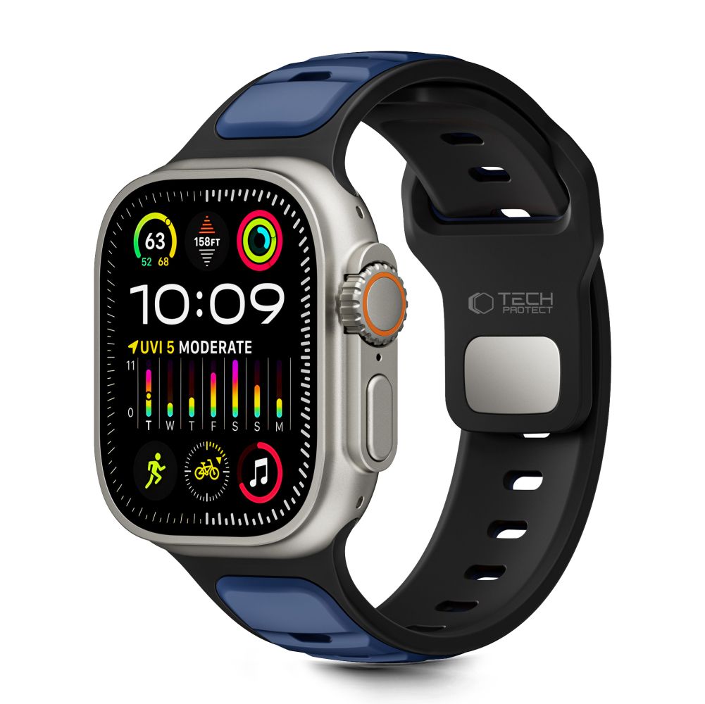TechProtection Icon Apple Watch 49 / 46 / 45 / 44 mm bandje zwart / navy