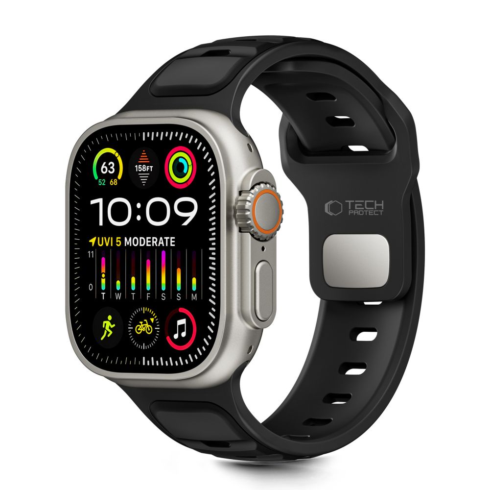 TechProtection Icon Apple Watch 49 / 46 / 45 / 44 mm bandje zwart