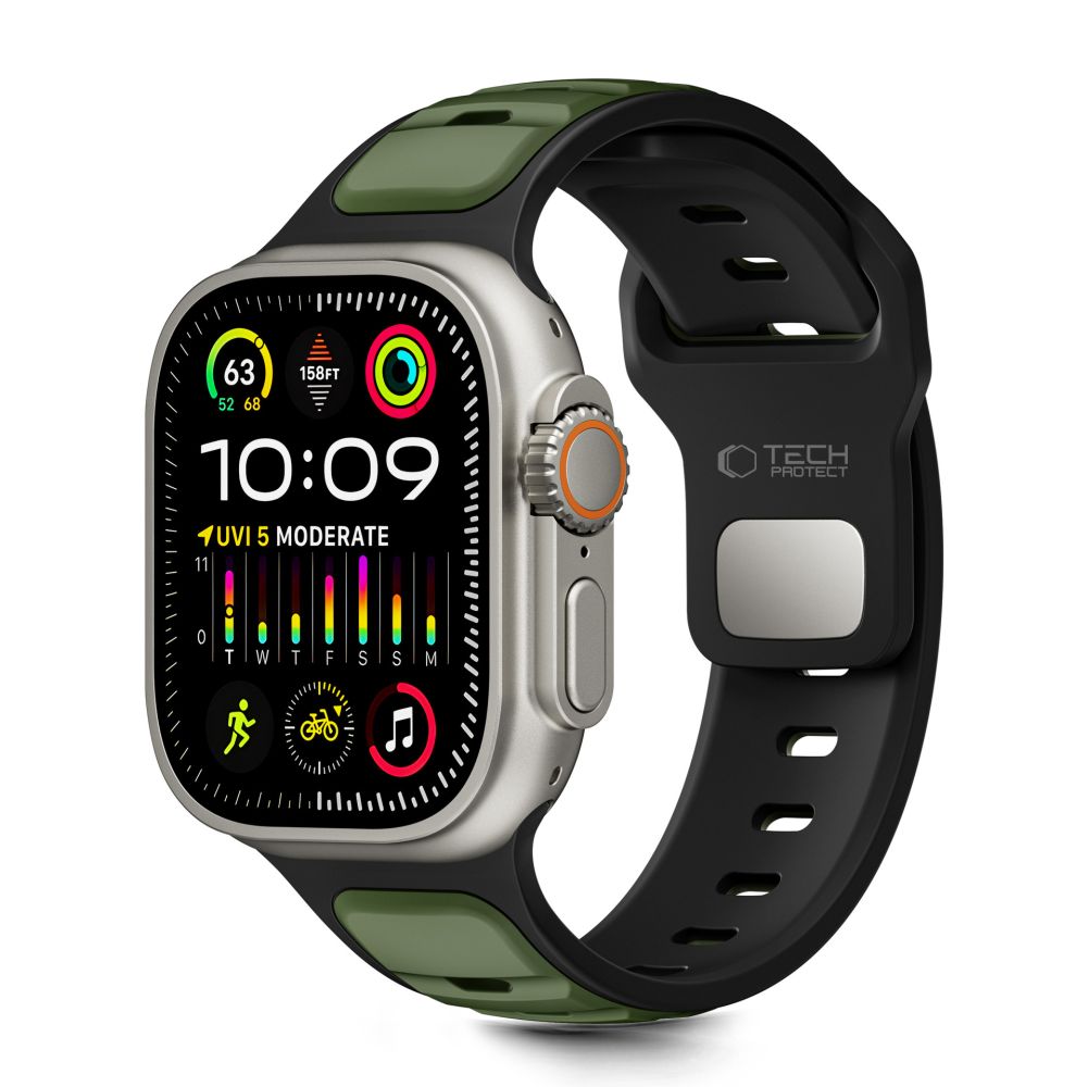 TechProtection Icon Apple Watch 49 / 46 / 45 / 44 mm bandje zwart / groen