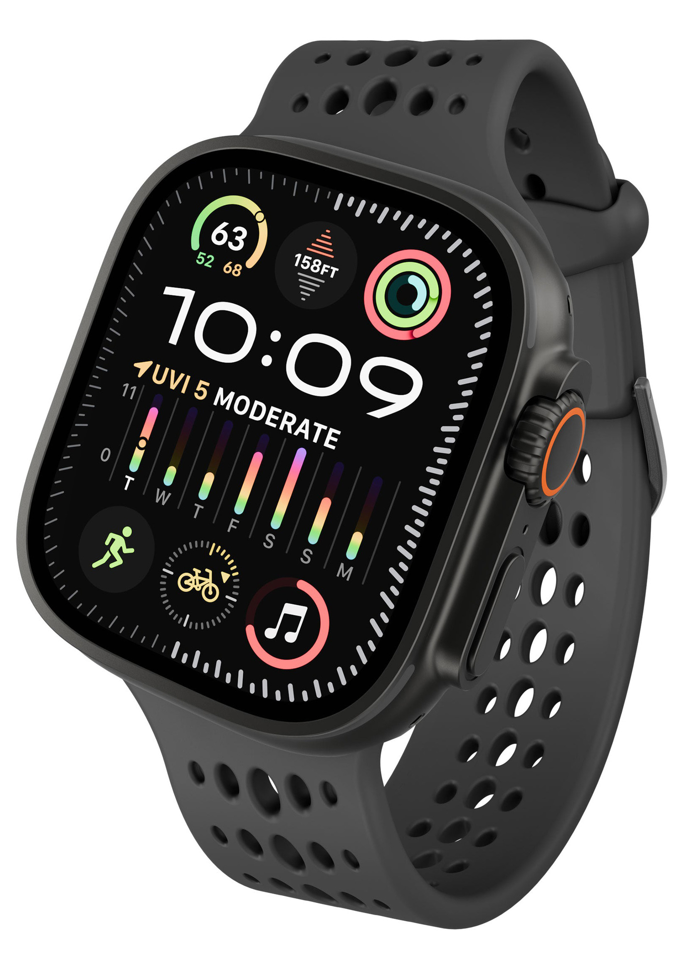 Decoded Ares O Apple Watch 49 / 46 / 45 / 44  mm bandje zwart