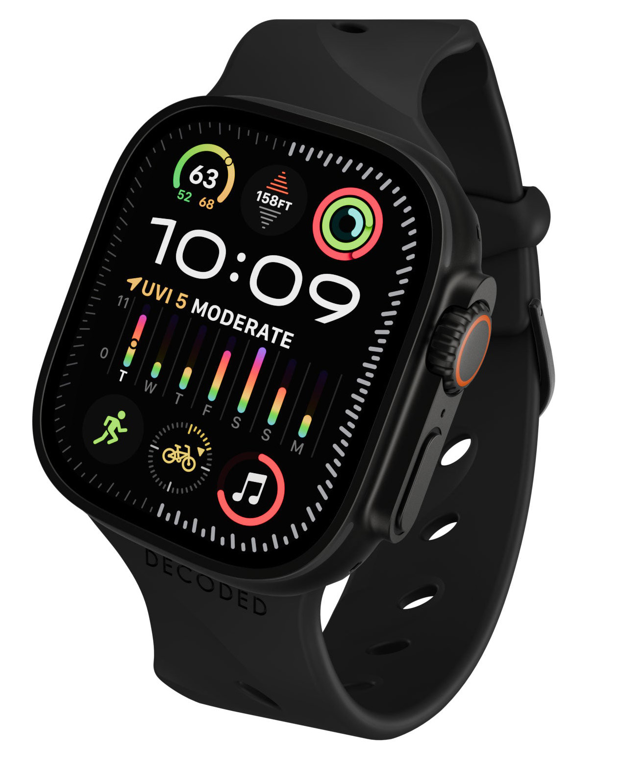 Decoded Ares Splice Apple Watch 42 / 41 / 40  mm bandje zwart