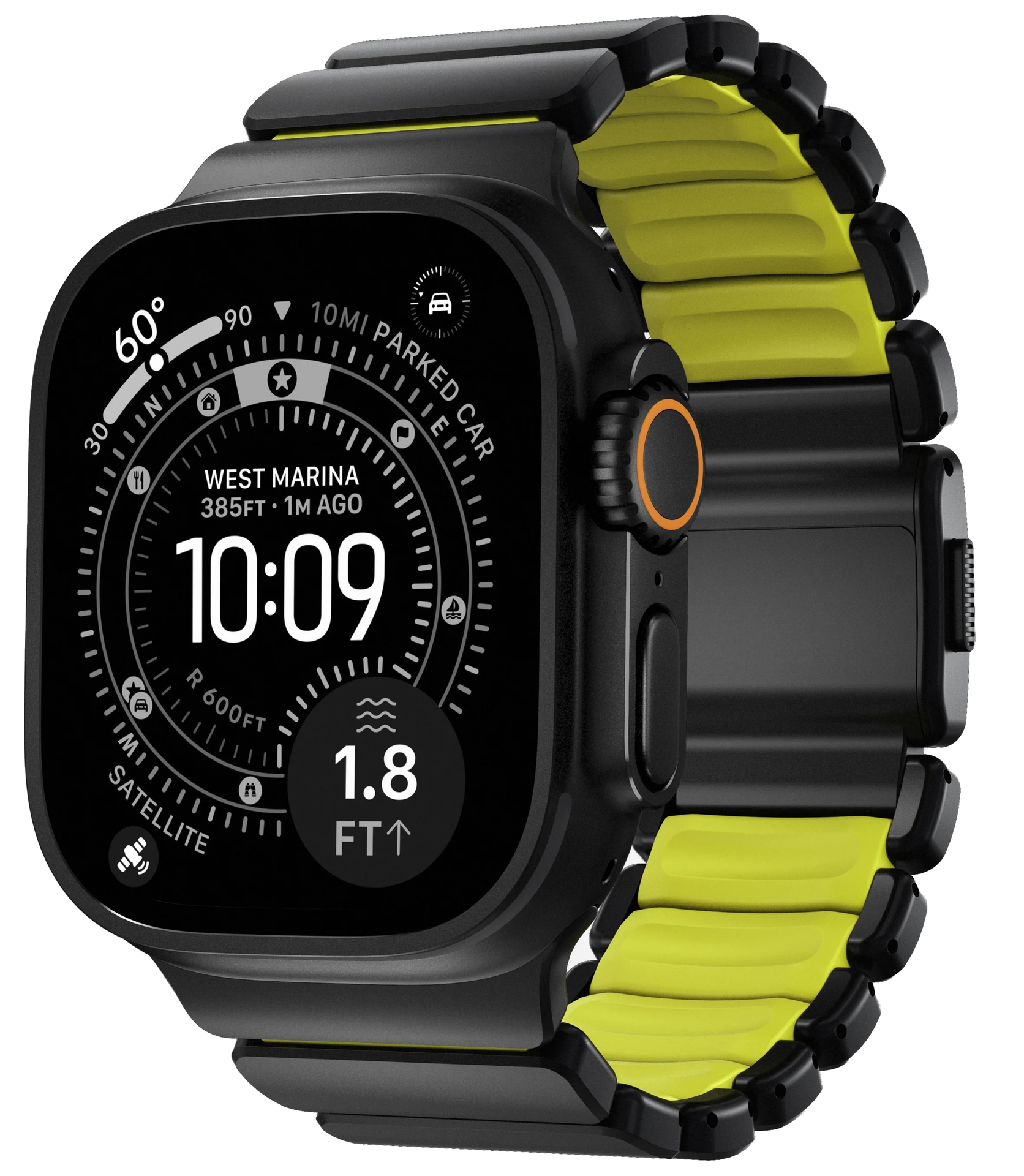 Nomad Stratos Band titanium Apple Watch 49 / 46 / 45 mm bandje zwart / volt