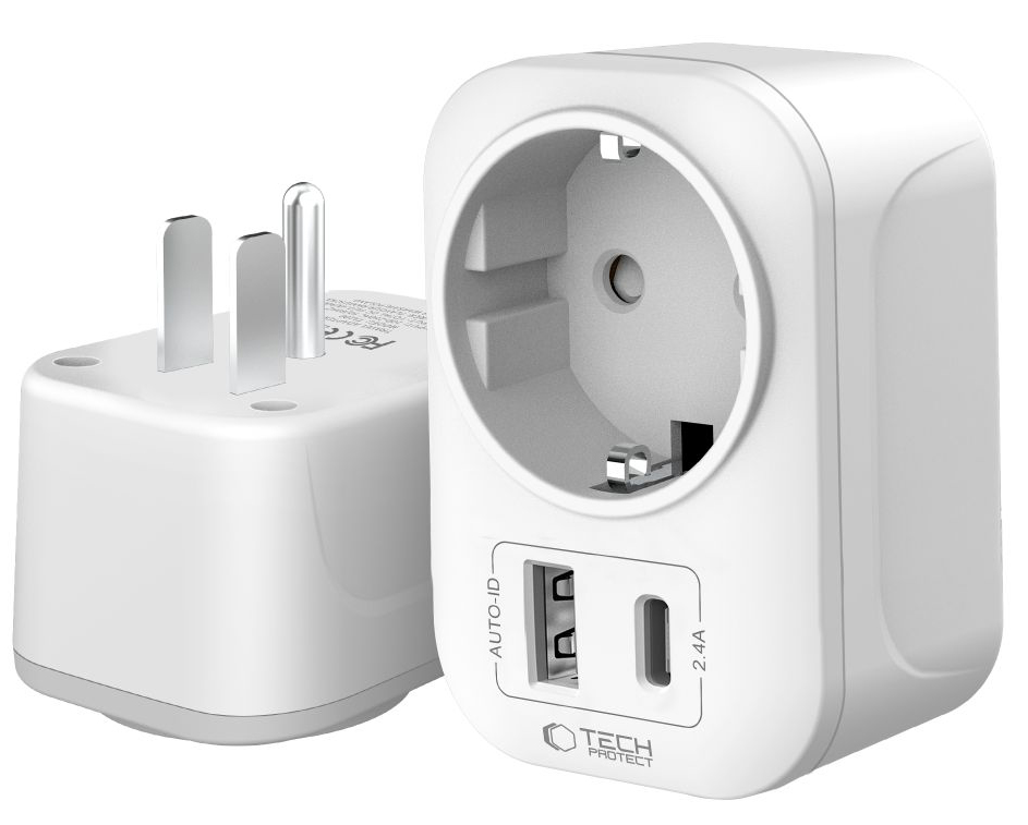 TechProtection reisstekker US naar EU met USB poorten