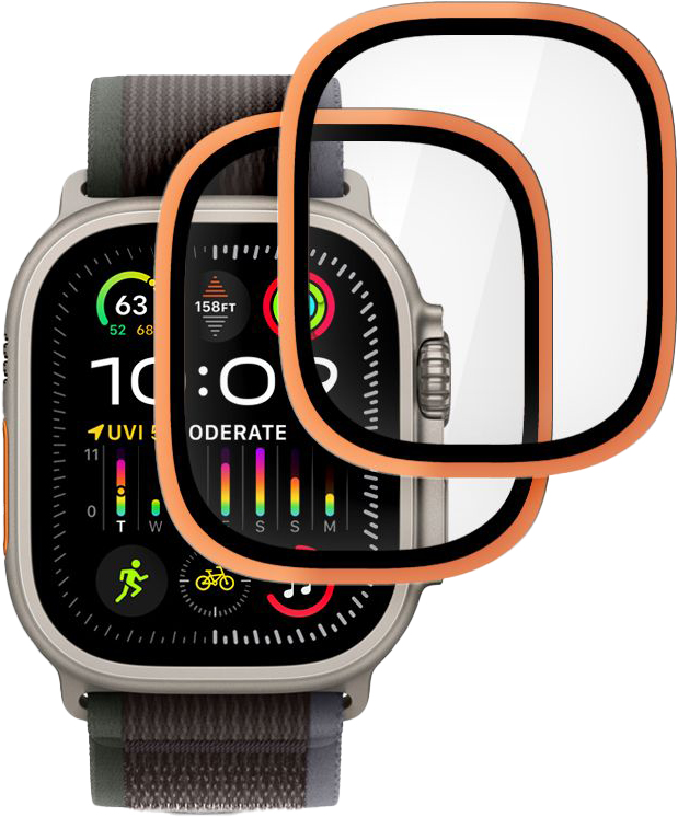 TechProtection Glass Apple Watch Ultra glazen screenprotector 2 pack oranje