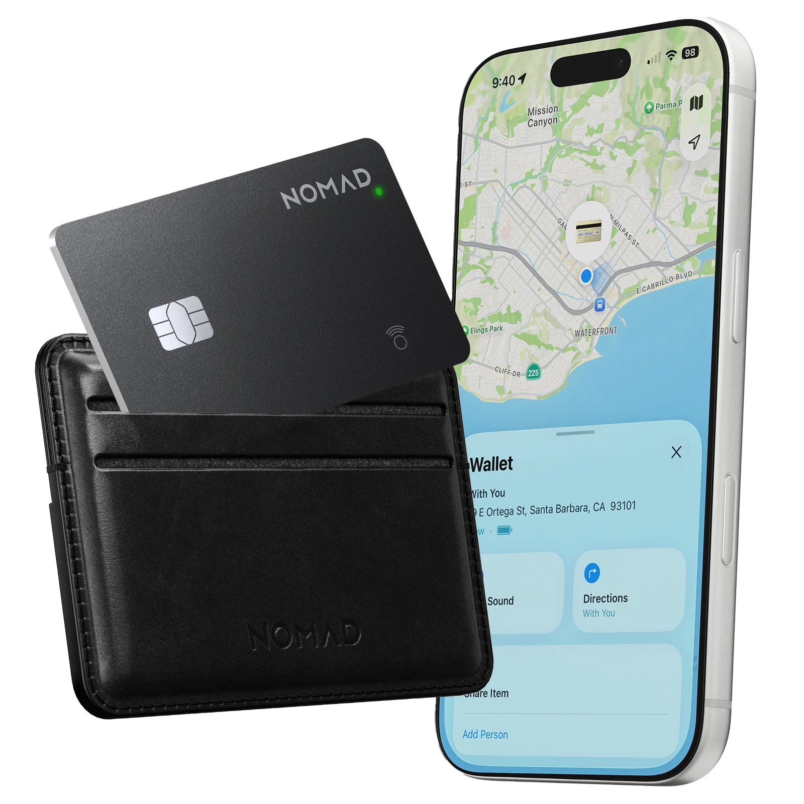 Nomad Tracking Card  Pro met Find My tracker zwart