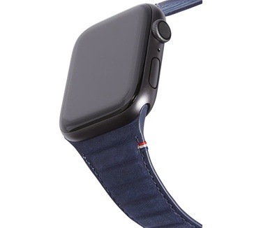 Decoded Traction Leather Apple Watch 49 / 46 / 45 / 44  mm bandje blauw