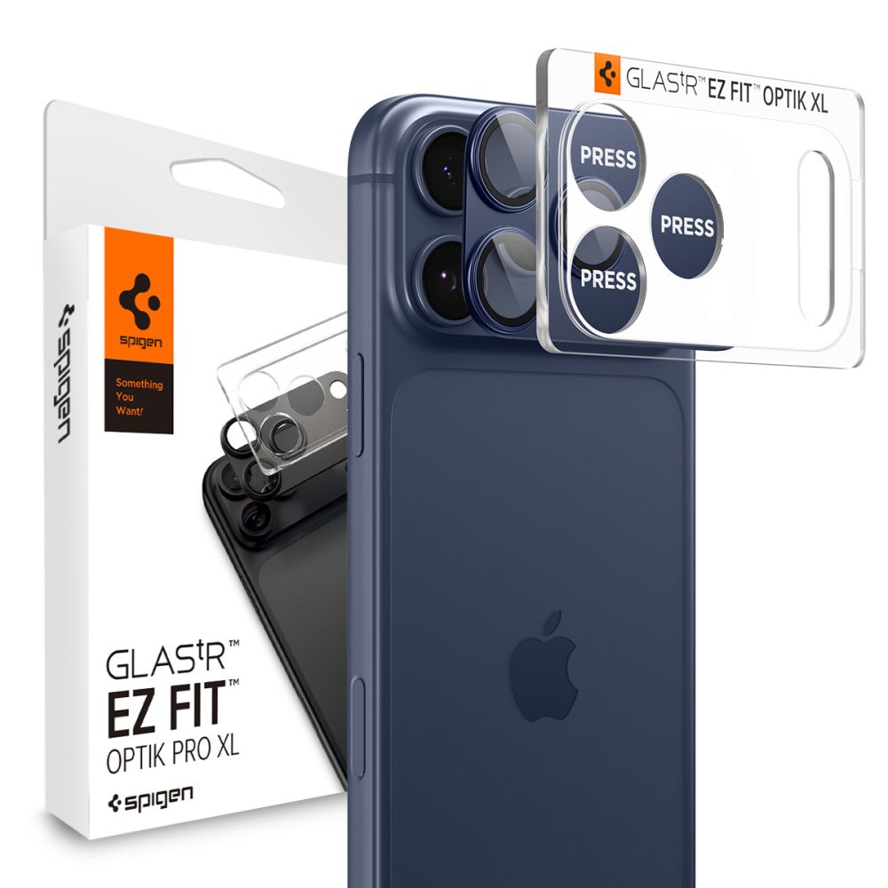 Spigen Optik Pro XL EZ Fit iPhone 17 Pro camera protector blauw