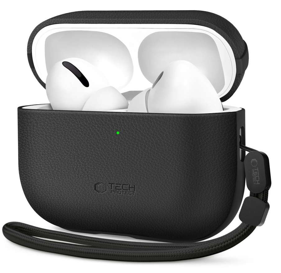 TechProtection Leather AirPods Pro 3 hoesje zwart