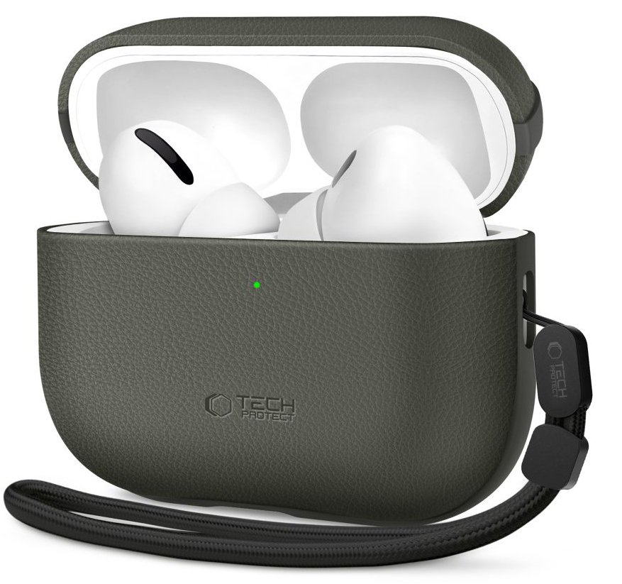 TechProtection Leather AirPods Pro 3 hoesje groen