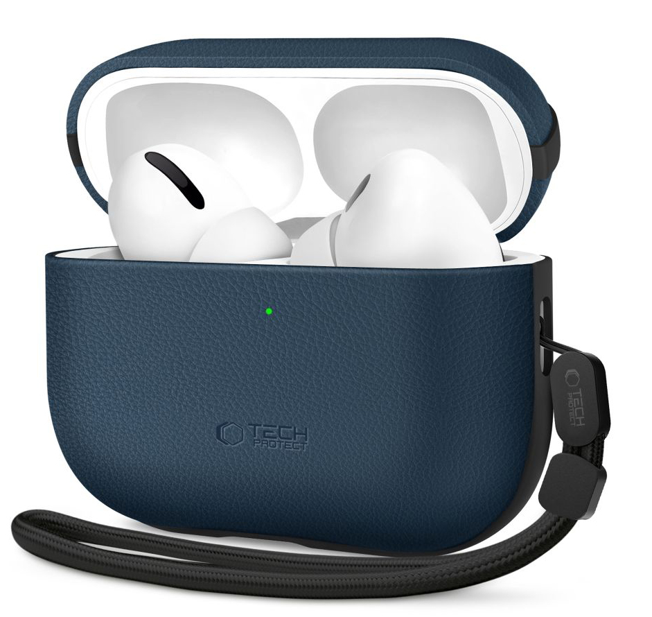 TechProtection Leather AirPods Pro 3 hoesje navy