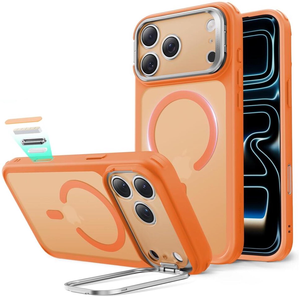 ESR Classic Hybrid Stand CC iPhone 17 Pro Max hoesje oranje