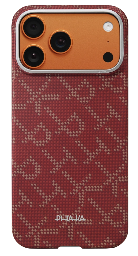 Pitaka Ultra Slim MagSafe iPhone 17 Pro hoesje gold red