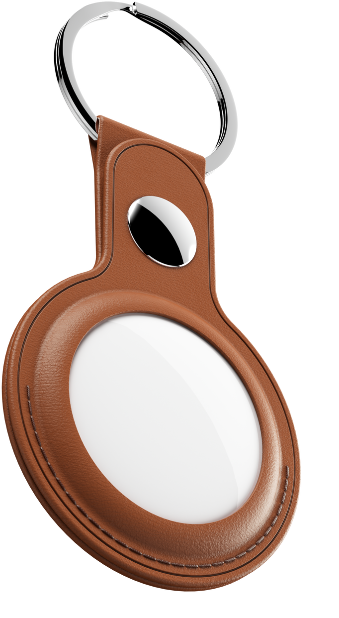 KeyBudz AirTag Leather Keyring hanger tan